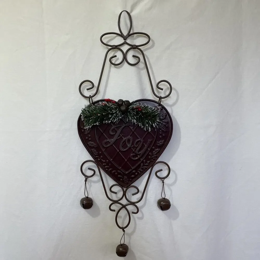 Joy Holiday Wall Door Hanging Christmas Jingle Bells 19 Inches